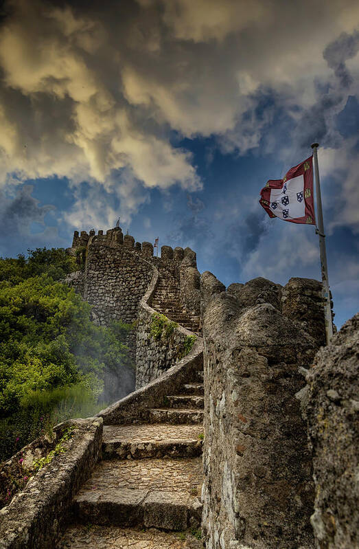 Castle Of The Moors Art Print featuring the photograph Sintra Moorish Castle Rampart by Micah Offman