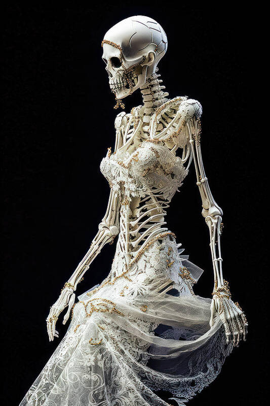 Skeleton Art Print featuring the digital art Skeleton Bride 01 by Matthias Hauser