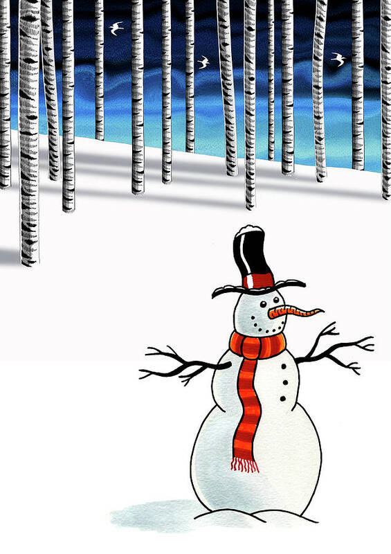 Christmas Art Print featuring the mixed media Snowman by Andrew Hitchen