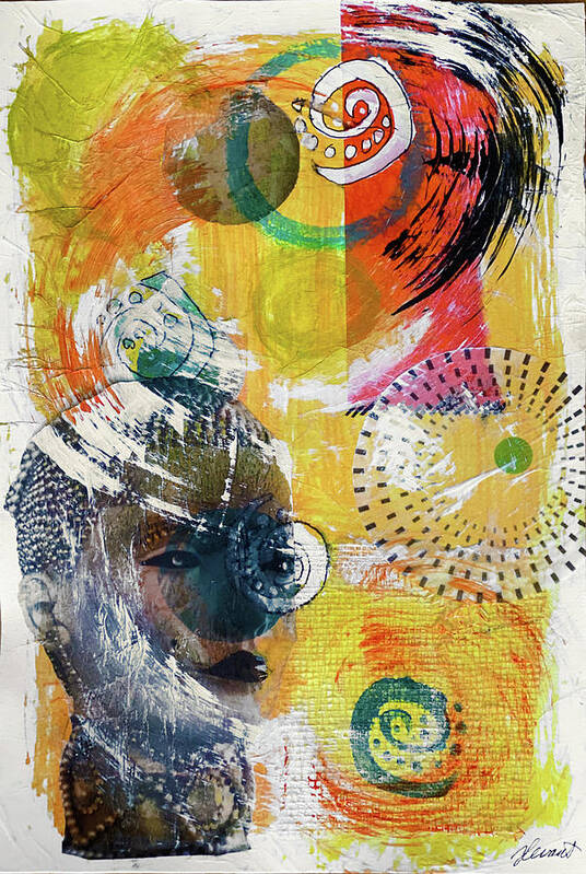 Abstract Art Print featuring the mixed media Something About Round Things by Jessica Levant