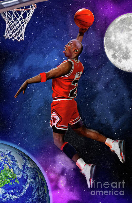 Space Jam Art Print featuring the mixed media Space Jam Michael Jordan by Mark Spears