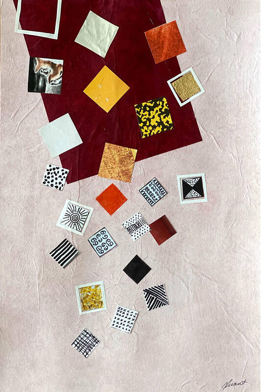 Abstract Collage Art Print featuring the mixed media Square Dances Series No.5 by Jessica Levant