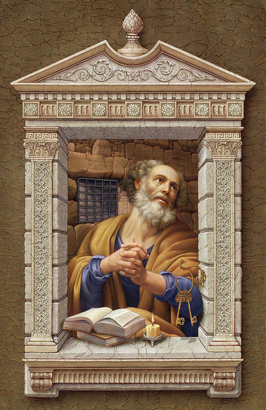 Christian Art Art Print featuring the painting St. Peter 2 by Kurt Wenner