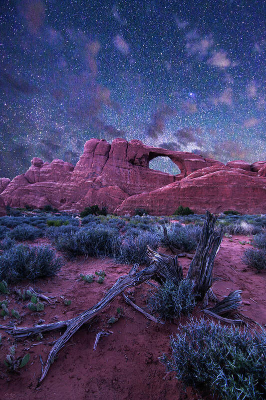 Utah Art Print featuring the photograph Starry Sky at Skyline Arch by Aaron Spong