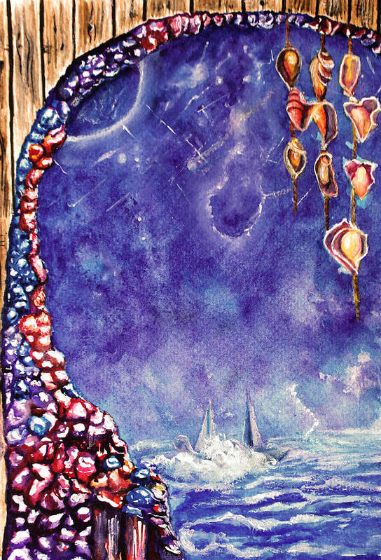 Seascape Art Print featuring the painting Stars by Medea Ioseliani