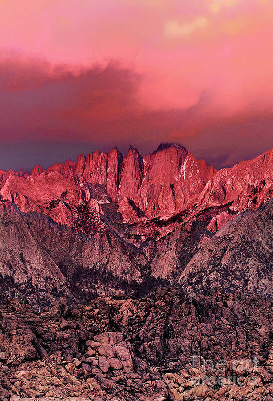 Dave Welling Art Print featuring the photograph Sunrise Storm Clouds Alabama Hills California by Dave Welling