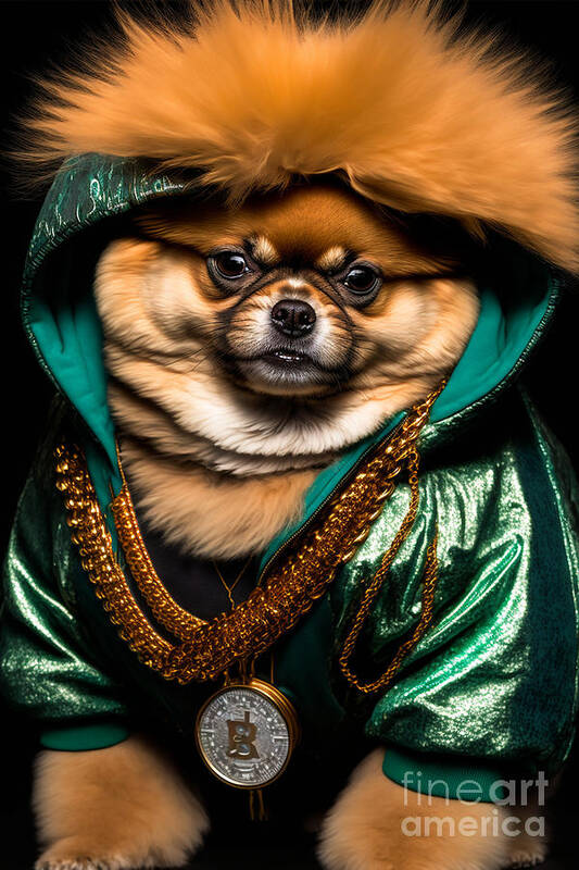 'sup Dawgg Pomeranian Art Print featuring the mixed media 'Sup Dawgg Pomeranian by Jay Schankman