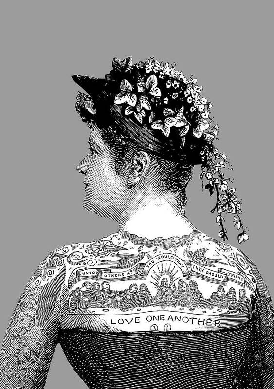 Tattooed Victorian Woman Art Print featuring the digital art Tattooed Victorian Woman by Eclectic at Heart