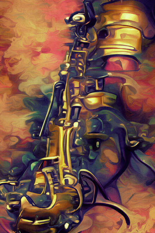  Art Print featuring the digital art Tenor Saxophone by Michelle Hoffmann