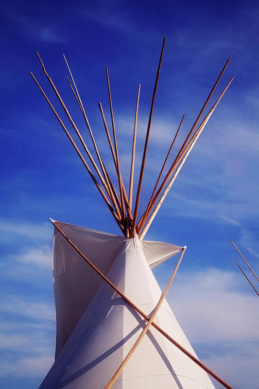 Tepee Art Print featuring the photograph Tepee under a Great Plains Blue Sky by Toni Hopper