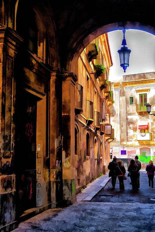 Catania Art Print featuring the photograph The Alley from Teatro Bellini, Catania, Sicily. by Monroe Payne