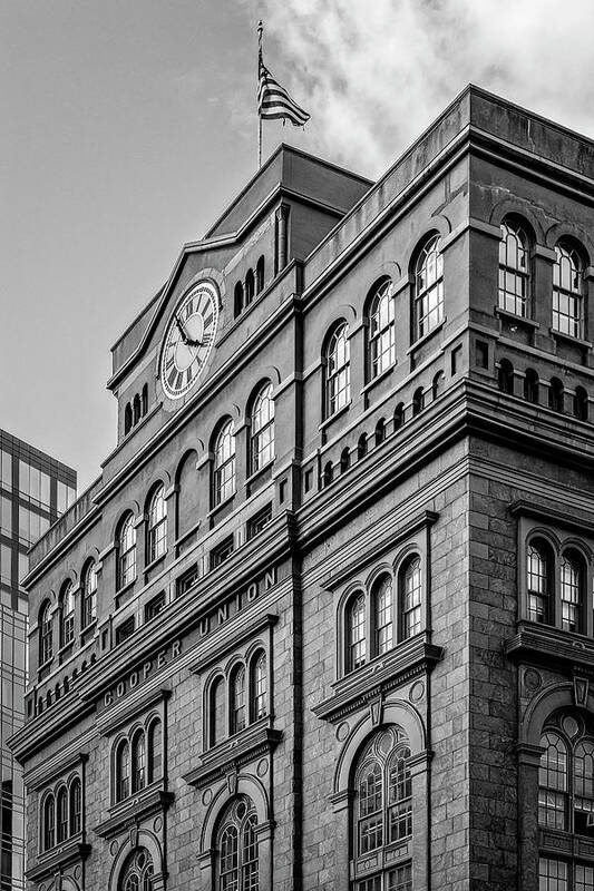 Cooper Union Art Print featuring the photograph The Cooper Union BW by Susan Candelario