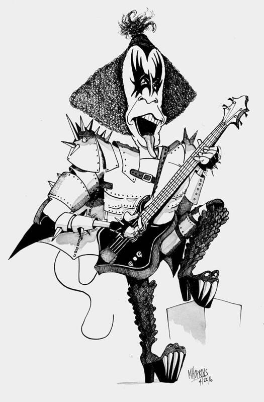 Kiss Art Print featuring the drawing The Demon by Michael Hopkins