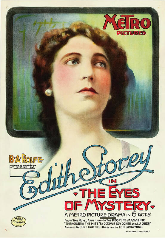 Eyes Art Print featuring the mixed media ''The Eyes of Mystery'', 1918 by Movie World Posters