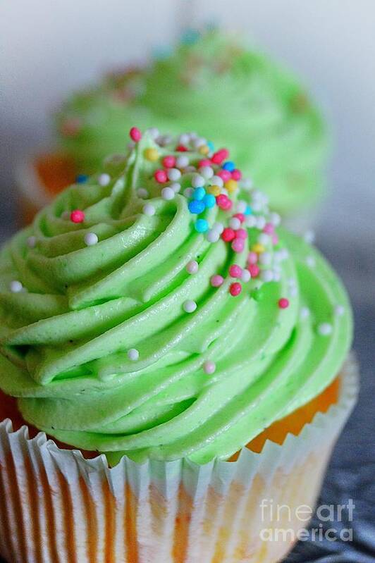 Cupcake Art Print featuring the photograph The Green Cupcake by Claudia Zahnd-Prezioso