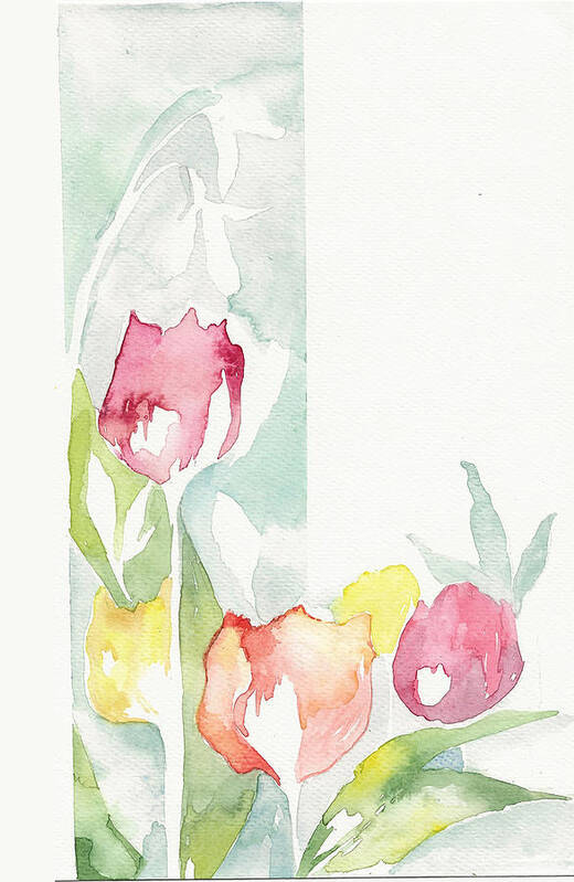 Tulips Art Print featuring the painting The happy tulips by Shreya Sen