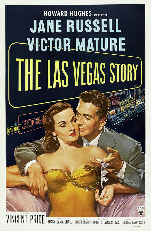 Las Art Print featuring the mixed media ''The Las Vegas Story'', with Jane Russell and Victor Mature, 1952 by Movie World Posters