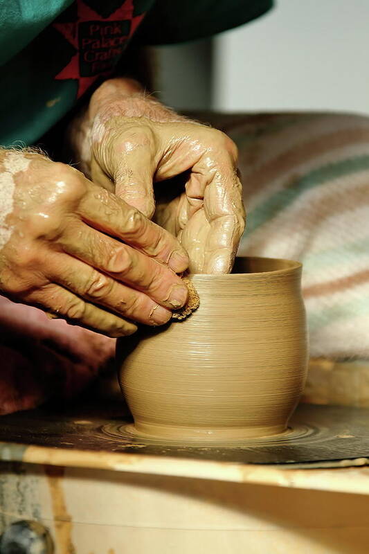 Ceramic Art Print featuring the photograph The Potter's Hands by Lens Art Photography By Larry Trager