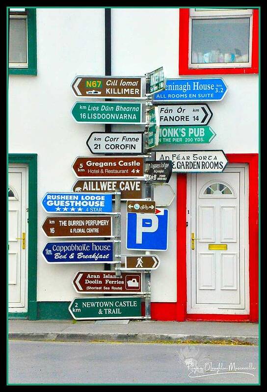 Ireland Art Print featuring the photograph The Signs of Ballyvaughan by Regina Muscarella
