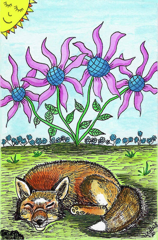 Fox Art Print featuring the painting The Sleeping Fox by Christina Wedberg