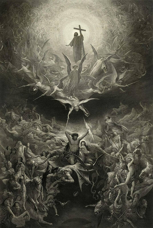 Gustave Dore Art Print featuring the painting The Triumph of Christianity Over Paganism, 1899 by Gustave Dore