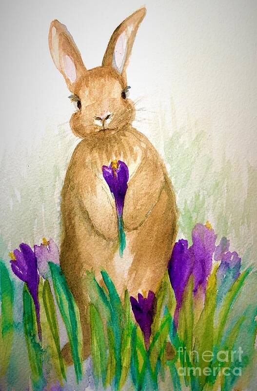 Bunny Art Print featuring the painting This is for You by Deb Stroh-Larson