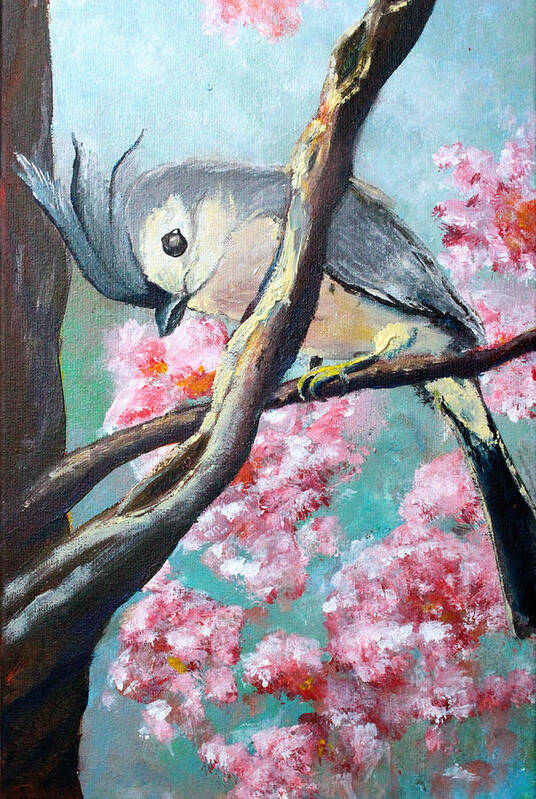 Beautiful Art Print featuring the painting Titmouse by Medea Ioseliani