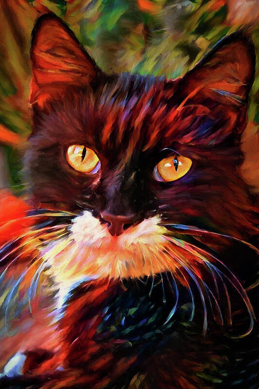 Tuxedo Cats Art Print featuring the digital art Tuxedo Cat Art by Peggyollins