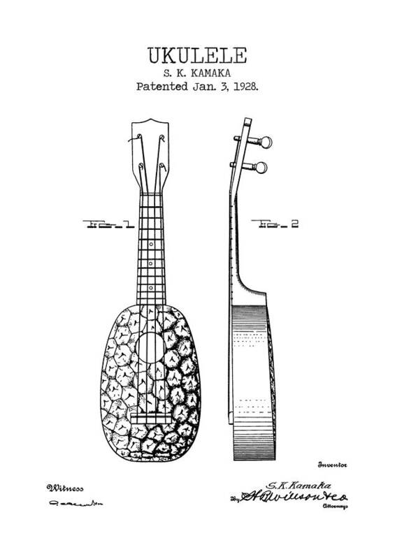Ukulele Patent Art Print featuring the digital art UKULELE patent by Dennson Creative