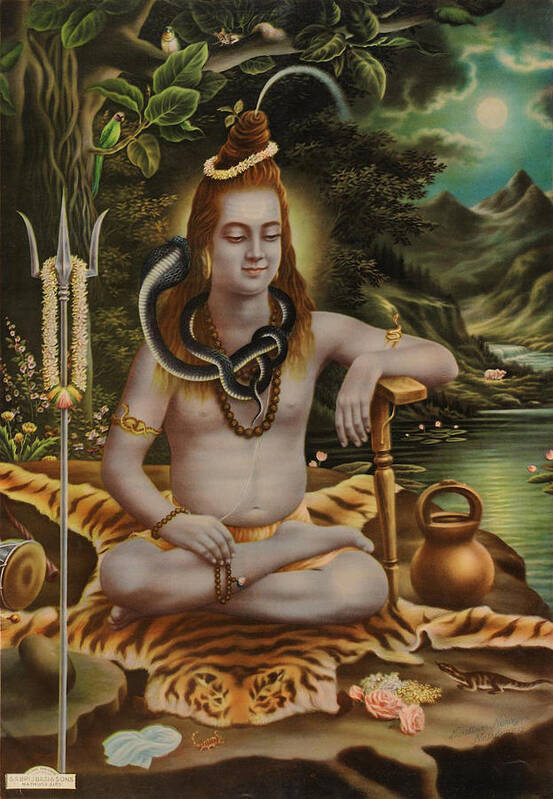Siva Art Print featuring the painting Umapati Shankar by Narottam Narayan Sharma