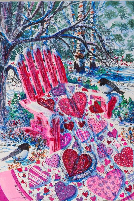 Valentine Art Print featuring the painting Valentine Hearts by Diane Phalen