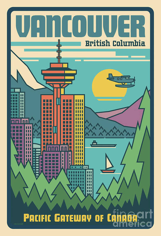 Vancouver Art Print featuring the digital art Vancouver Pop Art Poster by Jim Zahniser