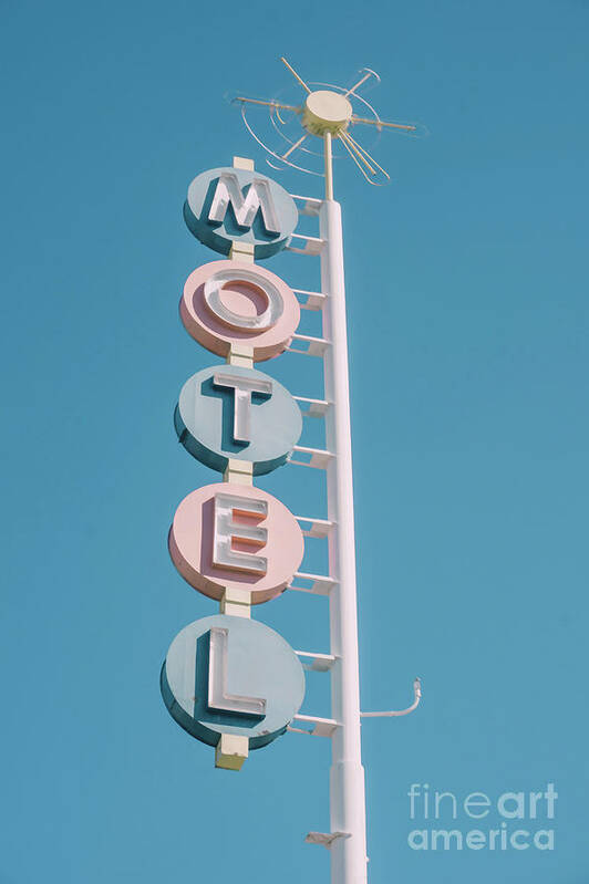 Motel Art Print featuring the digital art Vintage Motel Sign by Edward Fielding