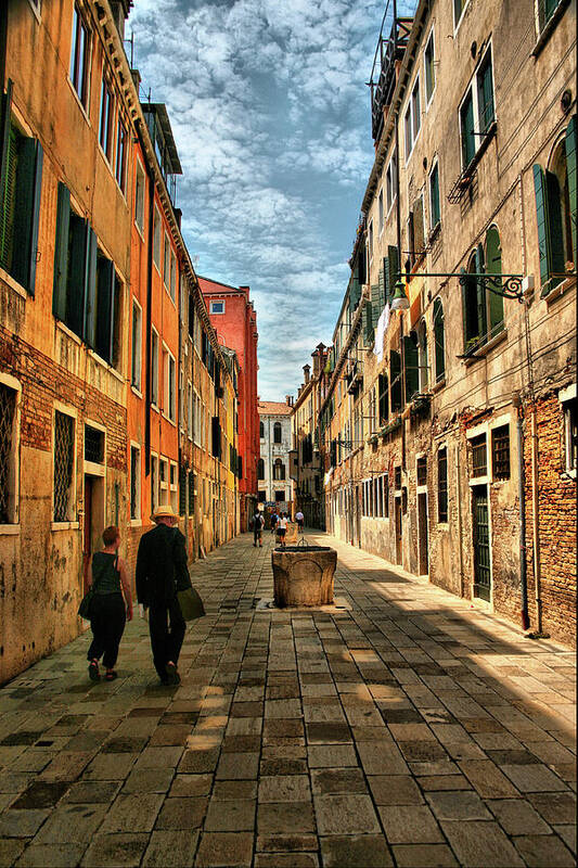 #venice #italy #hdr #canal #galagan #edgalagan #edwardgalagan #artphotography #canon #building #taiwan #taipei #netherlands #eduardgalagan #sun #sky #boat #instagram Art Print featuring the digital art Warm Morning in Venice by Edward Galagan