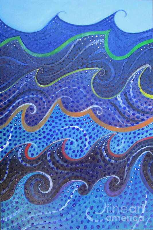 Waves And Swirls Art Print featuring the painting Waves and Swirls by Helena Tiainen