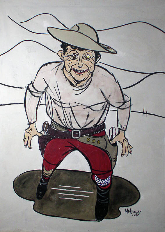Western Art Print featuring the drawing Wild Gun by Phil Mckenney