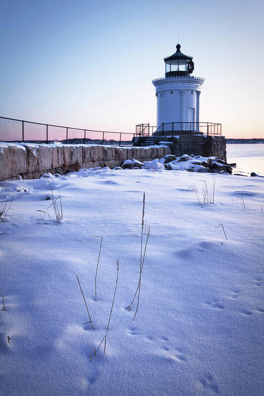 Portland Art Print featuring the photograph Winter at Bug Light - Portland Harbor by Eric Gendron