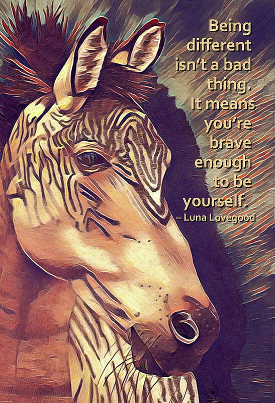 Zorse Horse Art Print featuring the drawing Zorse Horse with Quote by Equus Artisan