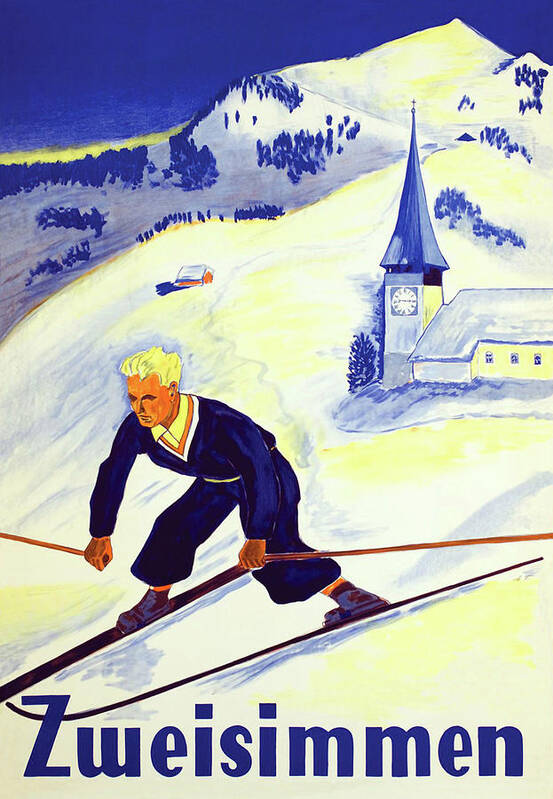 Zweisimmen Art Print featuring the digital art Zweisimmen Ski Track by Long Shot