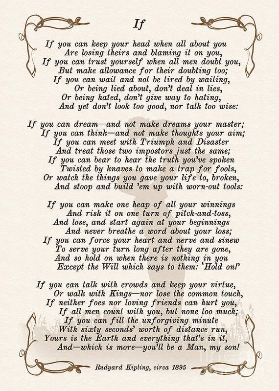 If Poem By Rudyard Kipling Art Print by Olga Hamilton