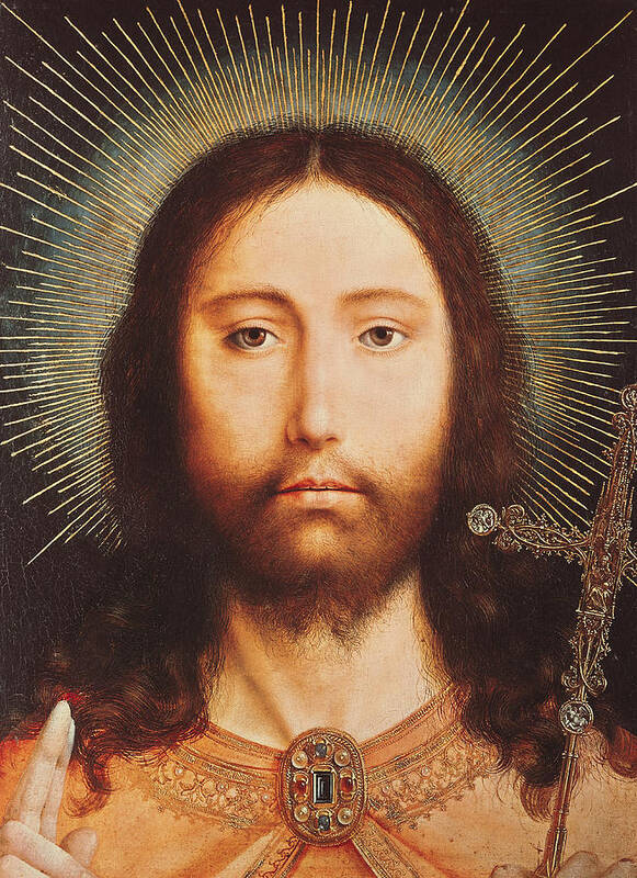 Cristo Art Print featuring the painting Cristo Salvator Mundi by Quentin Massys