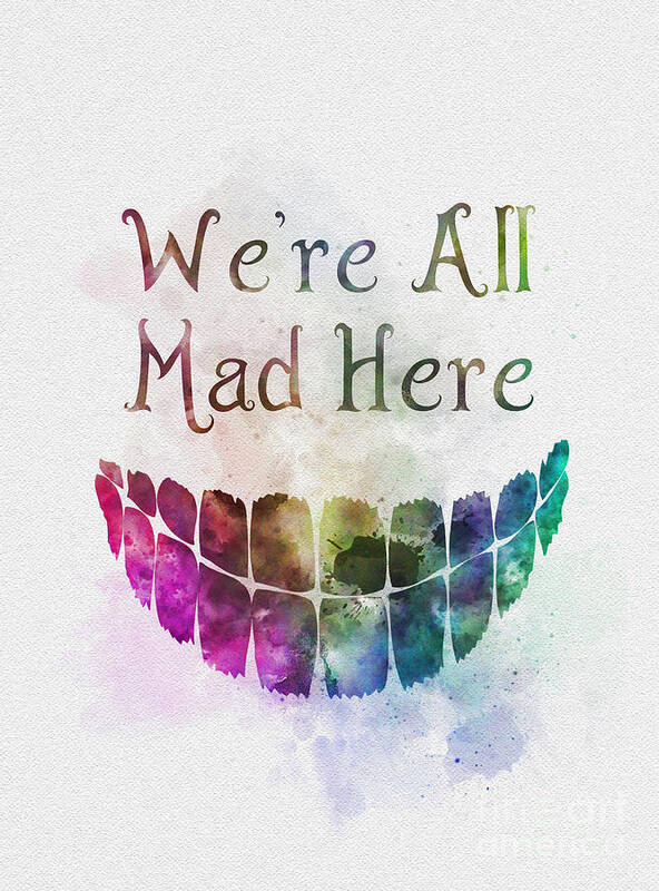 We're All Mad Here Alice In Wonderland Design Fleece Throw