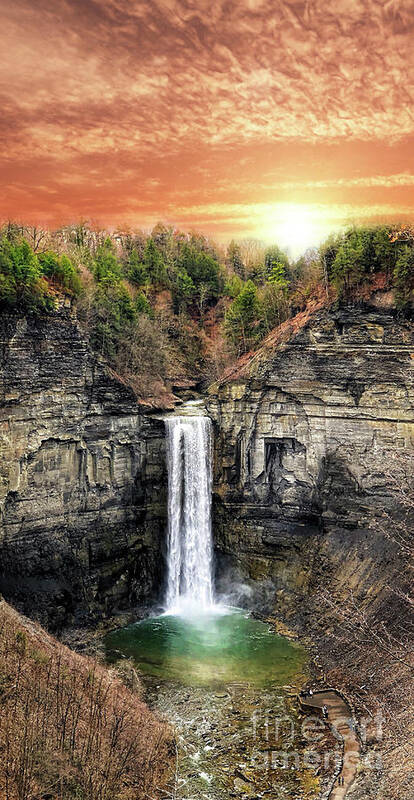 Falls Art Print featuring the digital art Taughannock Falls, Ithaca, New York #2 by Amy Cicconi