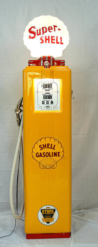 Antique Shell Gas Pump Art Print featuring the photograph Antique gas pump #1 by David Campione