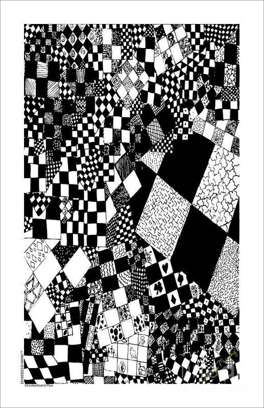 Urban Art Print featuring the digital art 015 Checkerboard Plus by Cheryl Turner