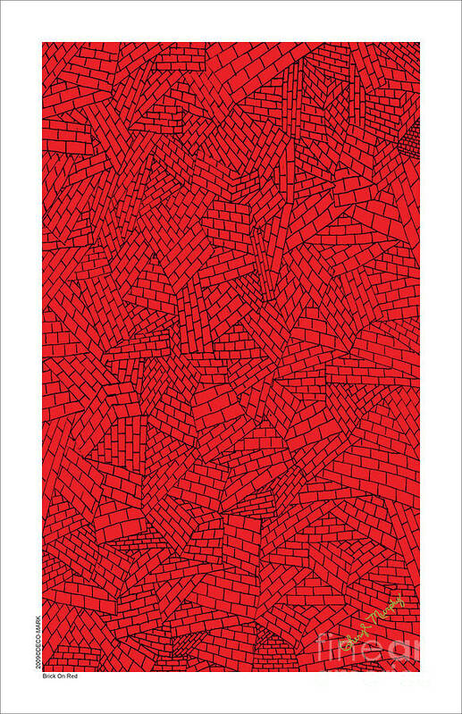 Urban Art Print featuring the digital art 048 Brick On Red Reverse by Cheryl Turner