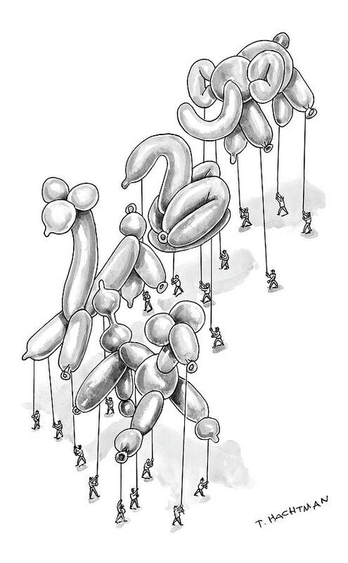 

(parade Of Twisted Balloon Animals.) 120142 Thc Tom Hachtman Art Print featuring the drawing New Yorker November 29th, 2004 by Tom Hachtman