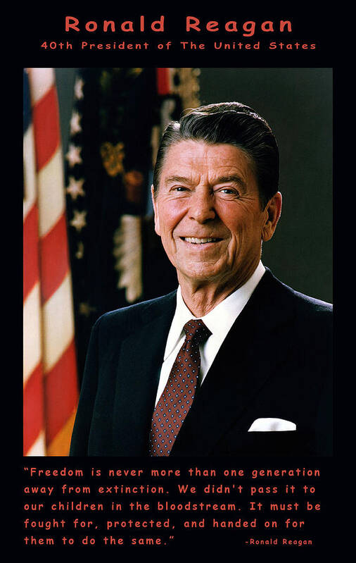 Official White House Photograph Art Print featuring the digital art President Ronald Reagan #3 by Official White House Photograph