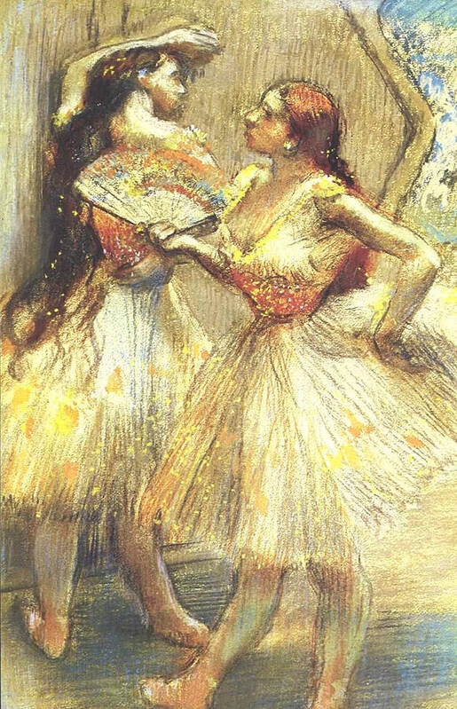 Edgar Degas Art Print featuring the digital art Two Dancers #4 by Edgar Degas