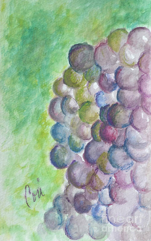 Grapes Art Print featuring the painting A Grape Day by Cori Solomon